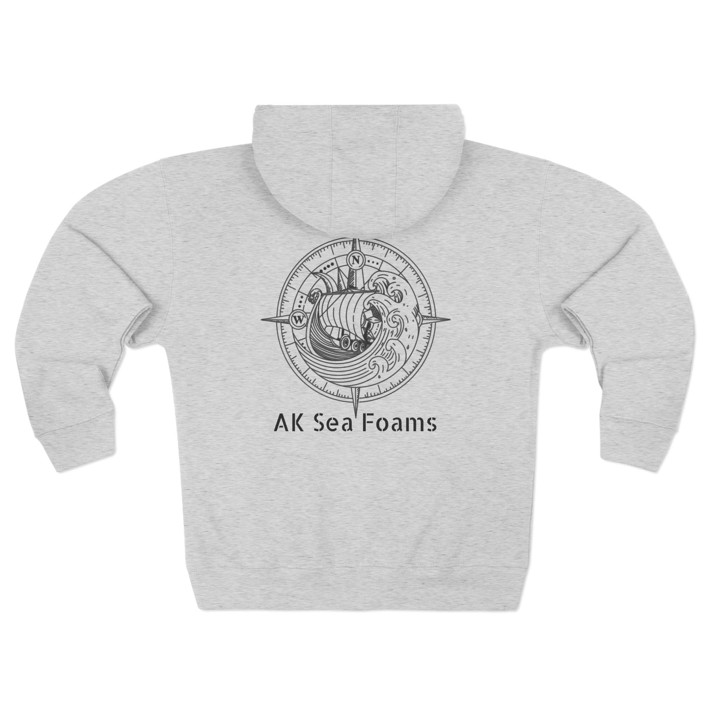 Nautical Compass Zip Hoodie — Viking Longship Compass Graphic